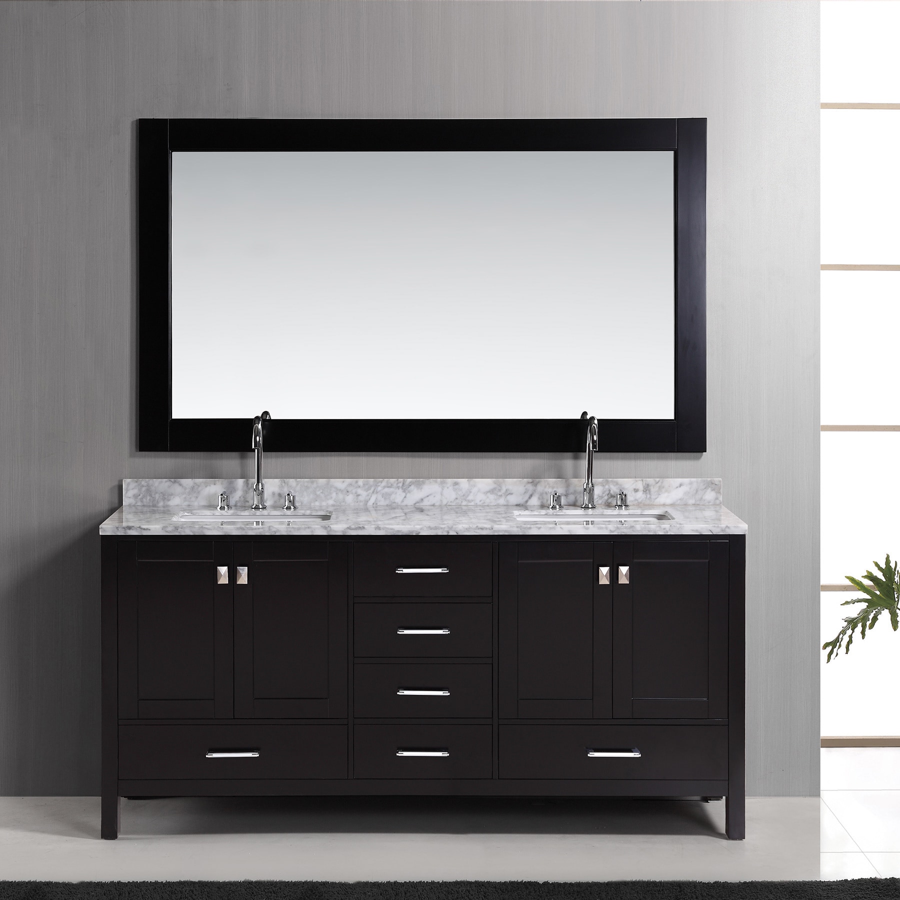 London 72 inch Espresso Double Sink Vanity Set with Mirror  