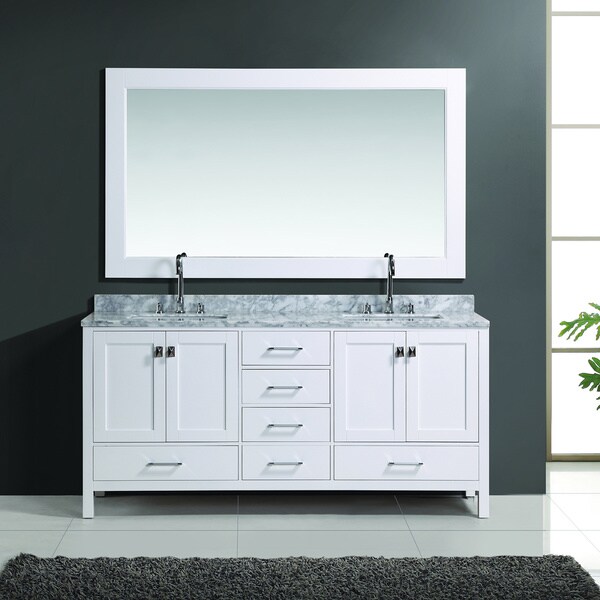 Design Element London 72-inch White Finish Double Sink Vanity Set ... Design Element London 72-inch White Finish Double Sink Vanity Set ...