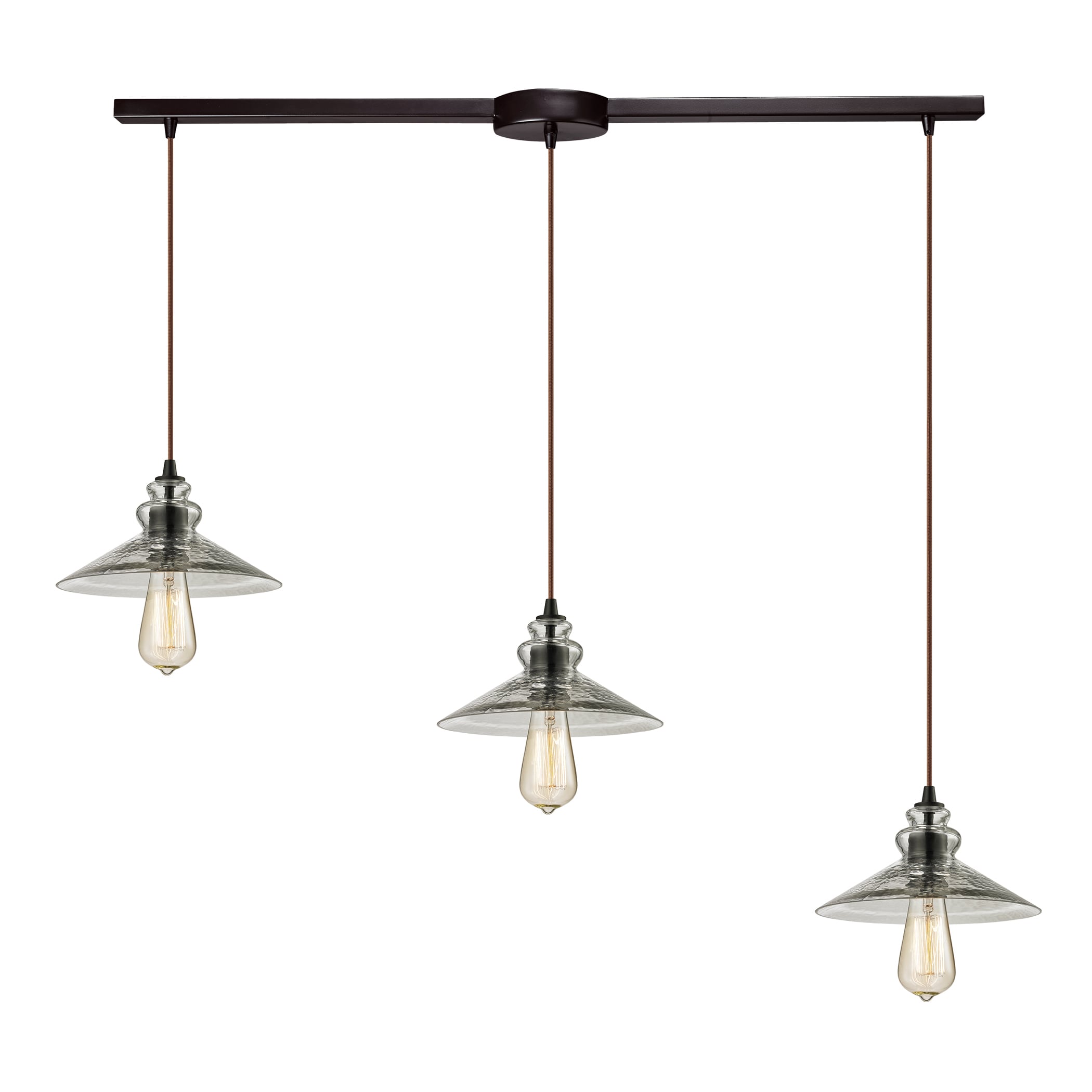 Elk Lighting 3-light Oil Rubbed Bronze Chandelier (Oil Rubbed Bronze w/ Hammered Glass Chandelier) - Chandeliers For Bedrooms by Overstock.com