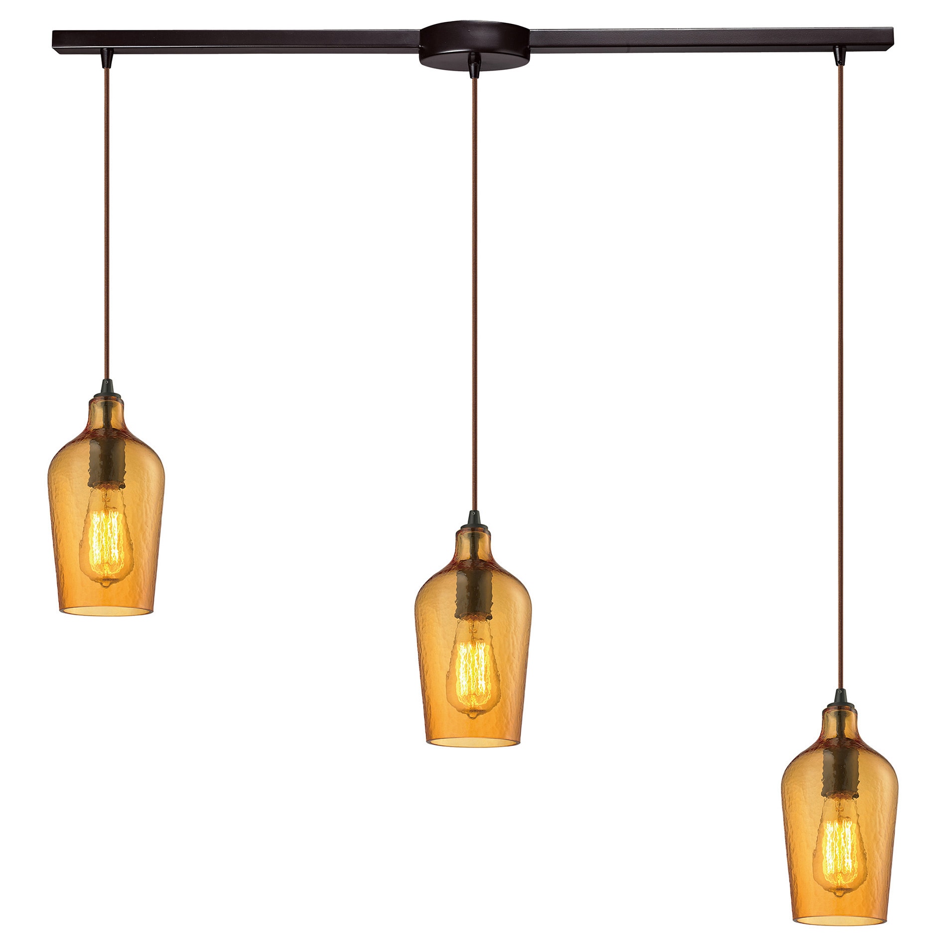 Elk Lighting 3 Light Hammered Glass Chandelier