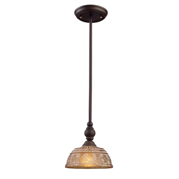 slide 2 of 2, Elk Home Norwich Oiled Bronze With Amber Glass 1 Light Pendant