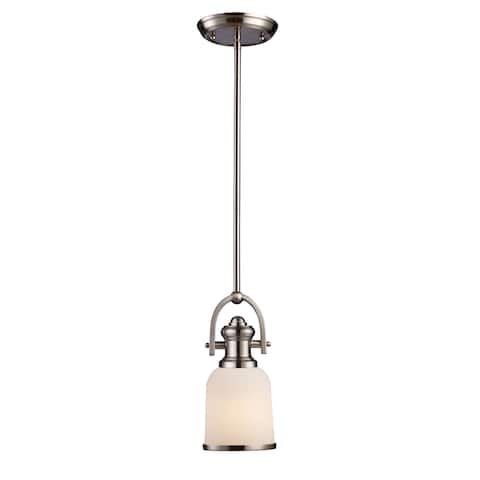 Brooksdale 1-Light Mini Pendant in Satin Nickel with White Glass by ELK Lighting