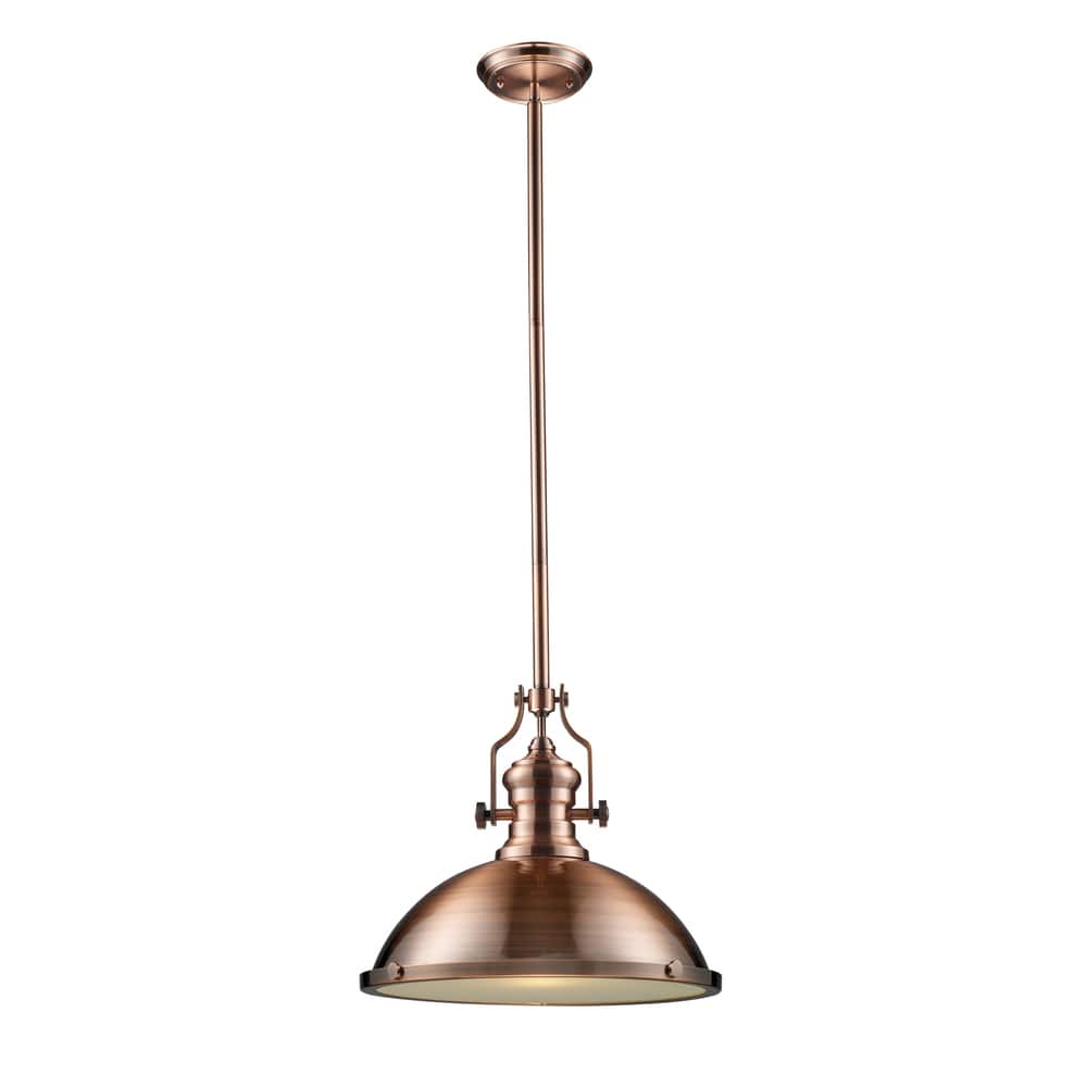 Elk Home Chadwick Antique Copper With Metal Shade 1 Light Pendant - 14"H x 17"D