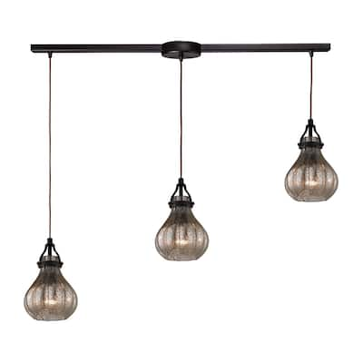 Elk Home Danica Oil Rubbed Bronze With Mercury Glass 3 Light Pendant