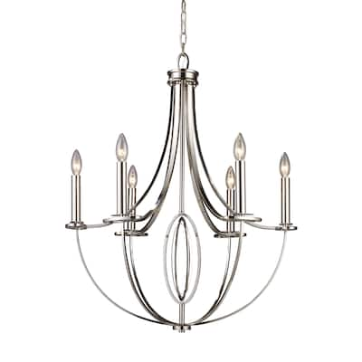 Elk Home Dione Polished Nickel Metal 6 Light Chandelier