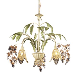 Elk Lighting Huraco Seashell and Amber Glass 3-light Chandlerier