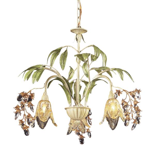 slide 1 of 1, Elk Lighting Huraco Seashell and Amber Glass 3-light Chandlerier