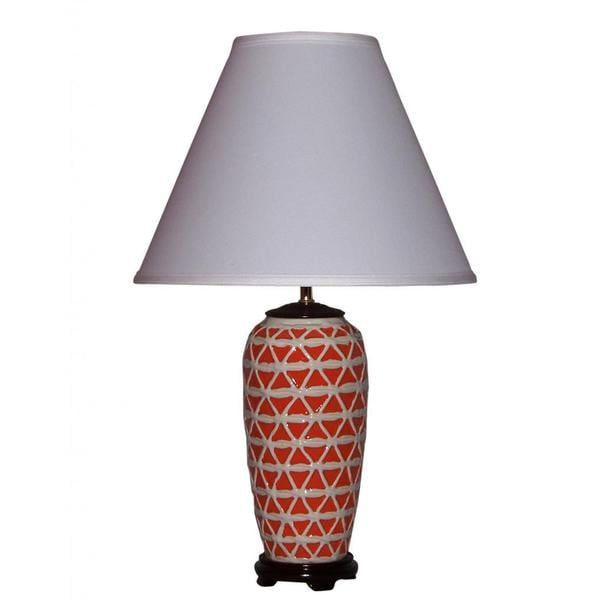 Crown Lighting 1 light Orange with White Geometric Pattern Ceramic