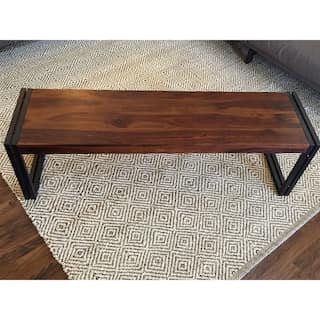 Handmade Sheesham Wood Bench with Metal Legs (India)