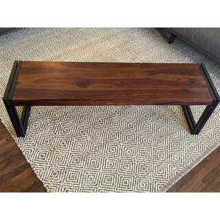 Handmade Sheesham Wood Bench with Metal Legs (India)