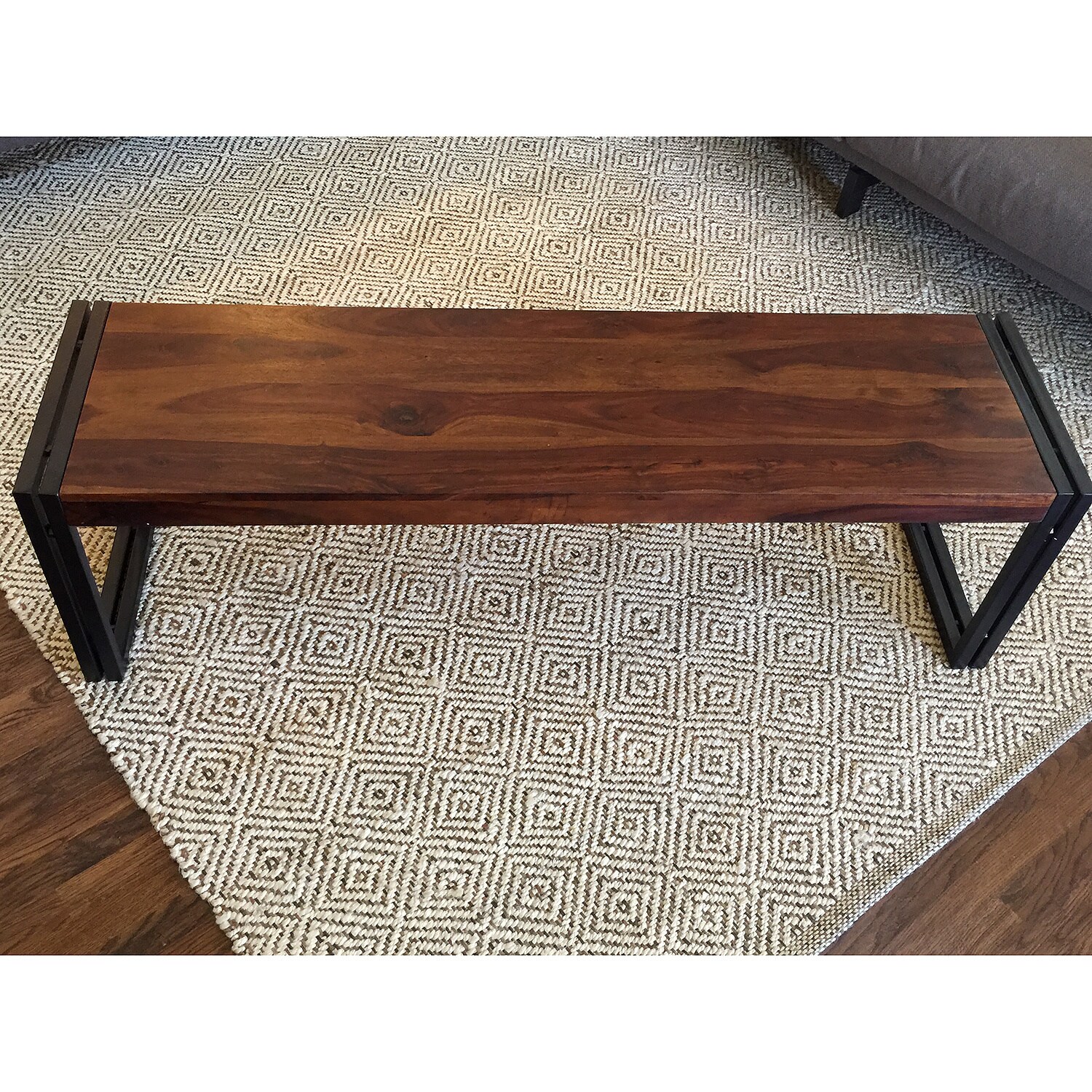 Timbergirl Reclaimed Seesham Wood Bench with Metal Legs 