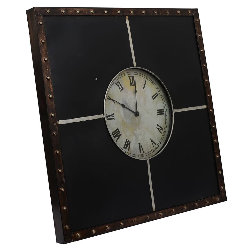 Classic Framed Metal Roman Numeral Wall Clock