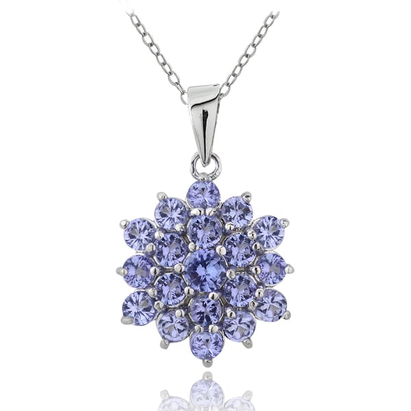 Glitzy Rocks Sterling Silver 2 2/5ct Tanzanite Cluster Necklace