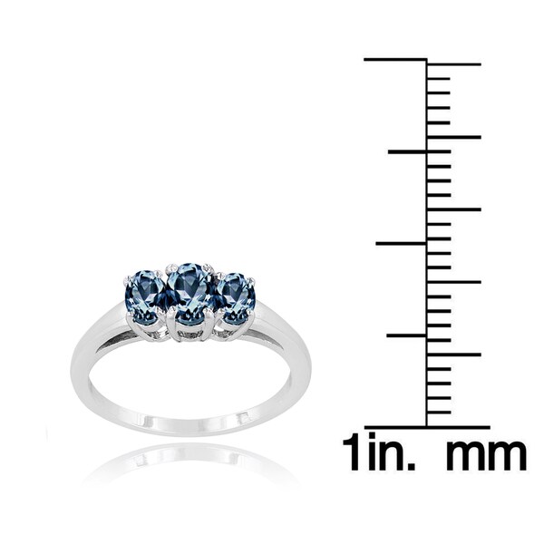 Glitzy Rocks Sterling Silver Tanzanite and London Blue Topaz 3-stone Ring