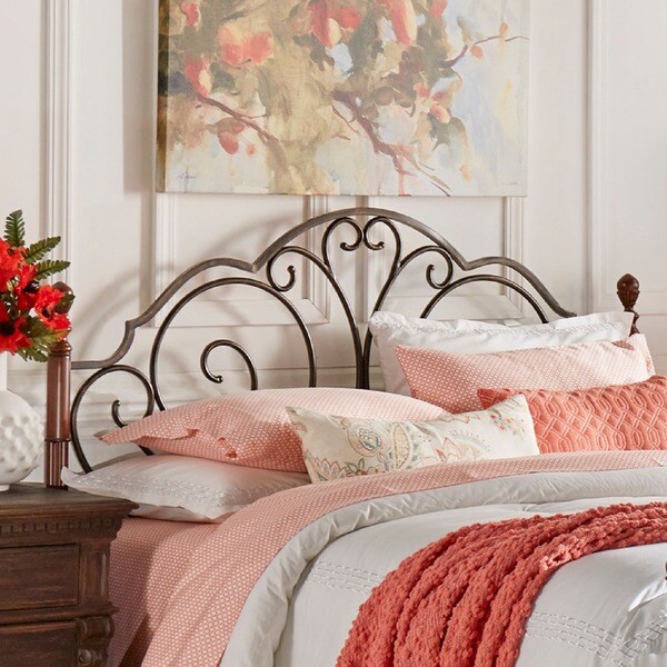 Leann Brown Metal Headboard King Size Vintage Style Bed Frame Mounted Bedroom