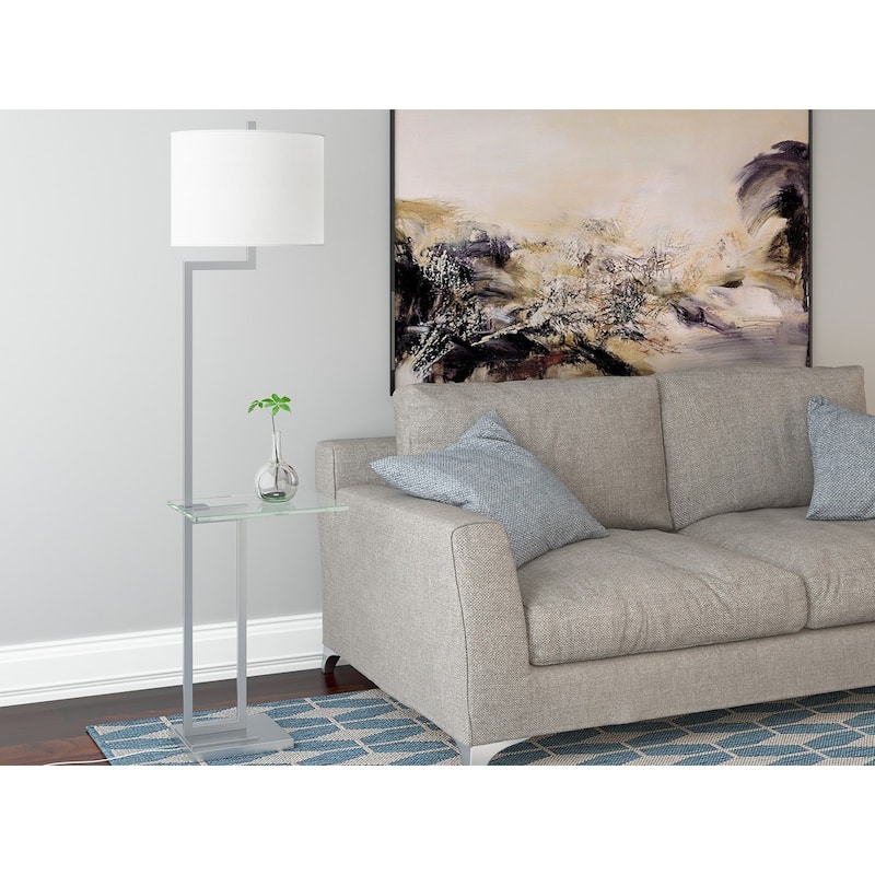 Lite Source Rudko 1-light Polished Steel Floor Lamp w/ Integrated Glass Table