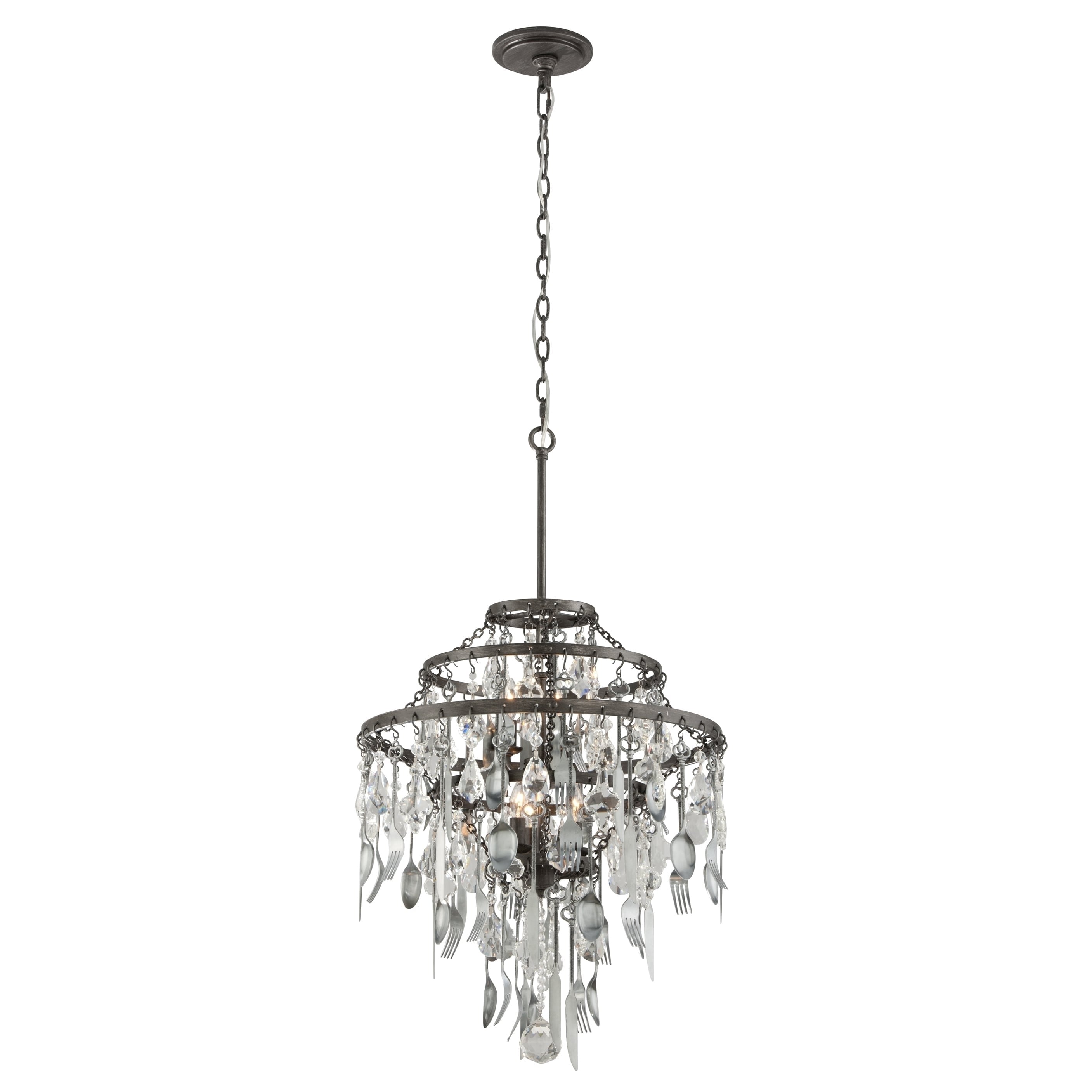 Troy Lighting Bistro 6-light Chandelier (Graphite with antique pewter and clear shade) - Chandeliers For Bedrooms by Overstock.com
