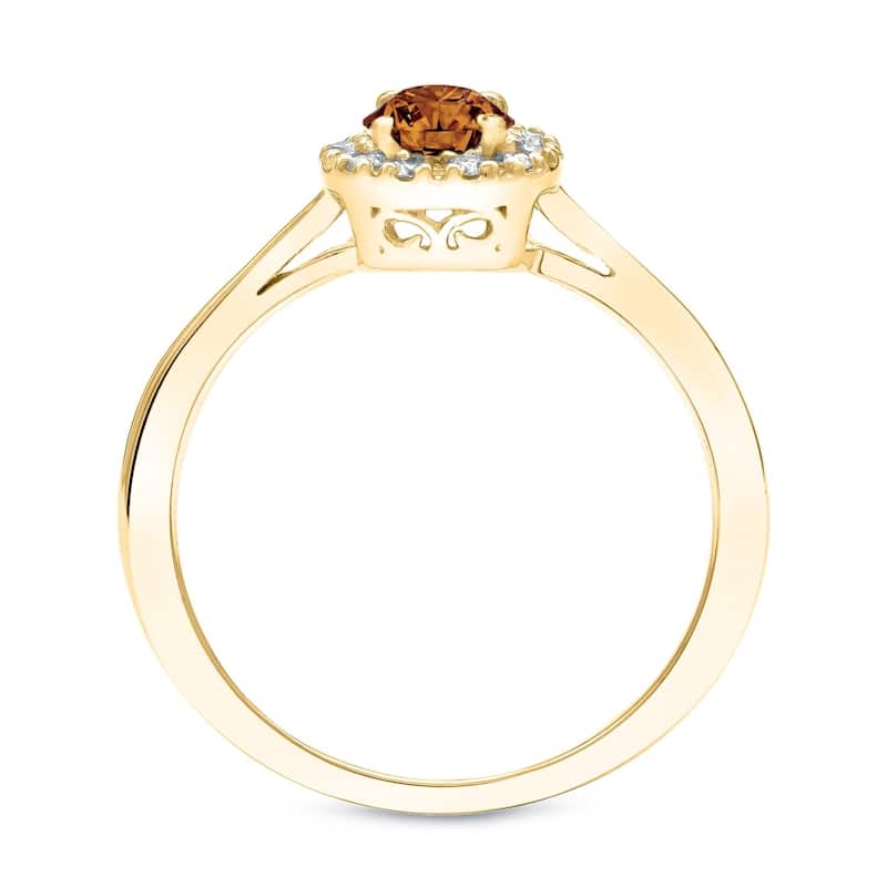 Auriya 1/2ctw Halo Brown Diamond Engagement Ring 14k Gold (H-I, I1-I2)