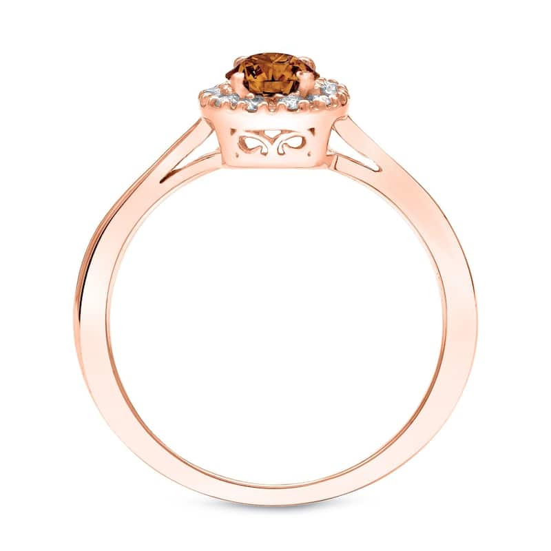 Auriya 1/2ctw Halo Brown Diamond Engagement Ring 14k Rose Gold