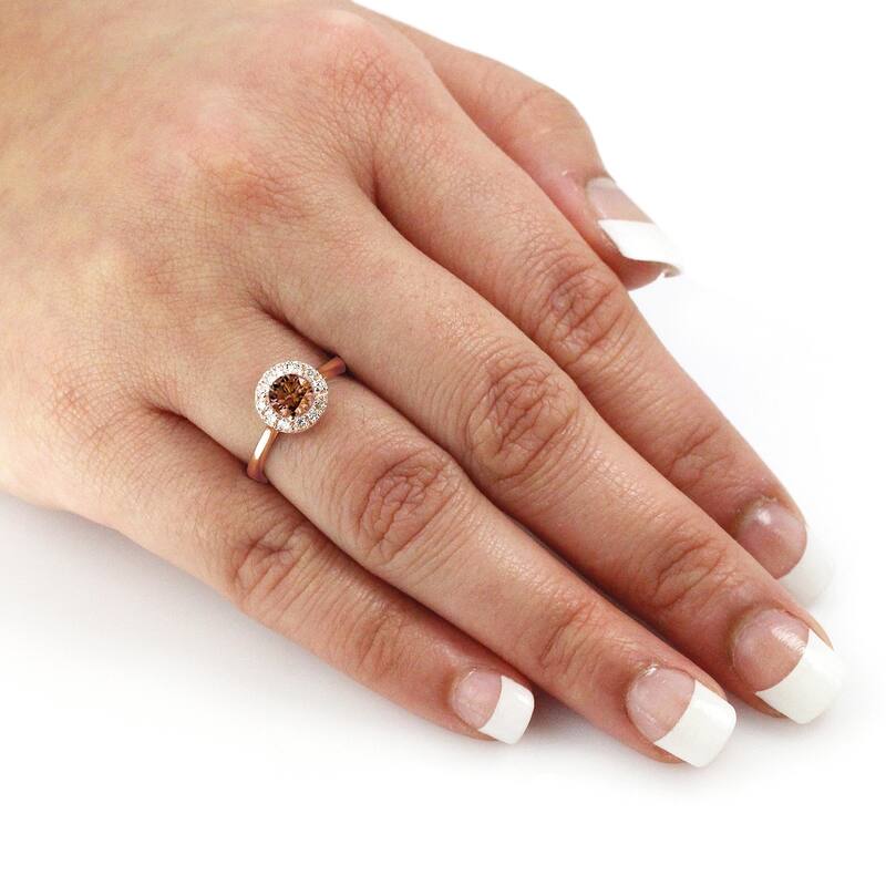 Auriya 1/2ctw Halo Brown Diamond Engagement Ring 14k Rose Gold