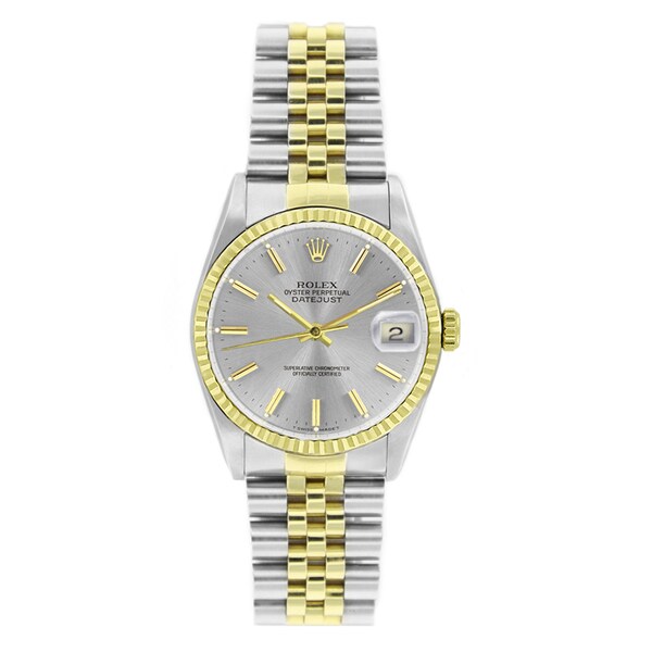 Pre-Owned Rolex Men's Datejust 16013 Two-tone Silver Stick Watch