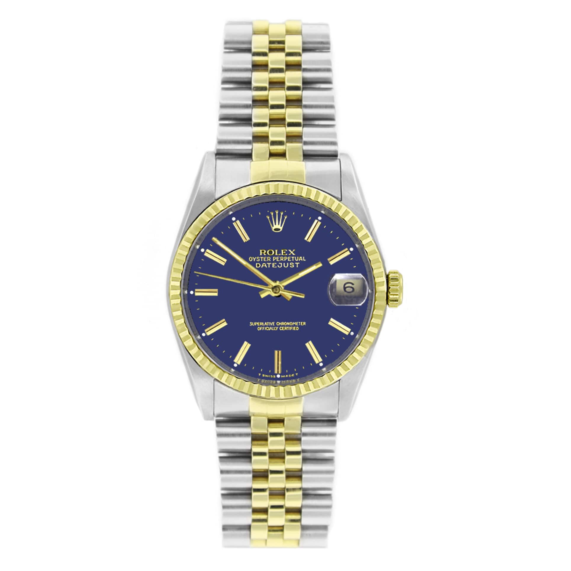 rolex datejust two tone blue dial