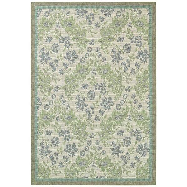 Couristan Monaco Palermo Champagne- Moss Indoor/Outdoor Rug - 8'6 x 13'