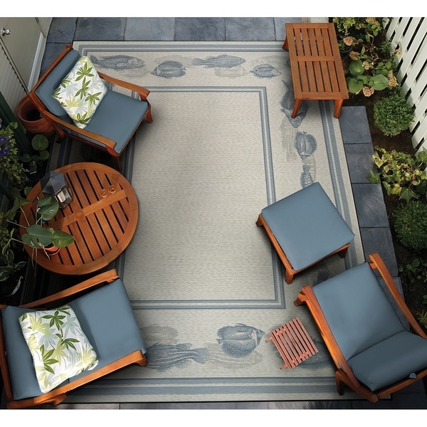 Gelato Cilus Ivory-Blue Indoor/Outdoor Area Rug - 4' x 5'10"