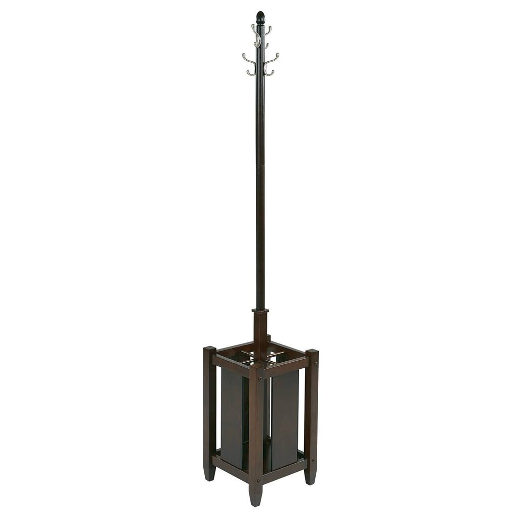 Espresso Coat Rack with Umbrella Storage