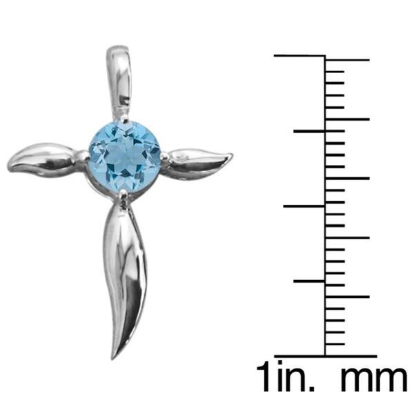 Sterling Silver Birthstone Cross Pendant Necklace