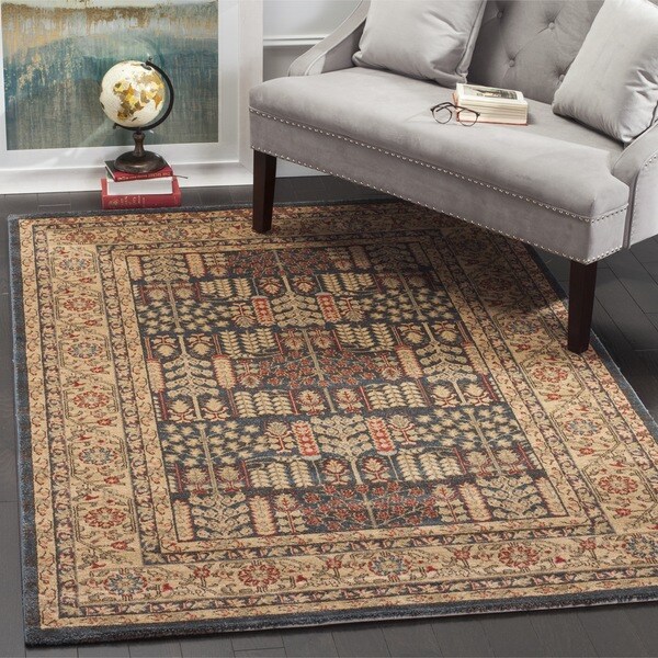 Safavieh Mahal Traditional Grandeur Navy/ Natural Rug (9' x 12')