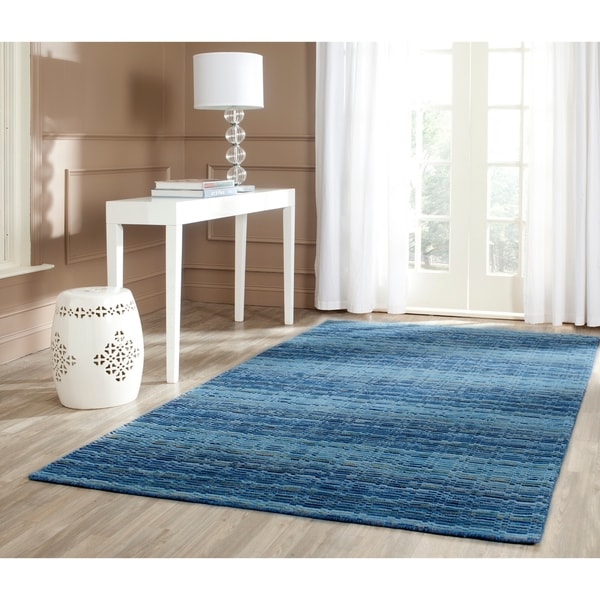 Safavieh Handmade Himalaya Blue/ Multicolored Wool Stripe Area Rug - 9' x 12'