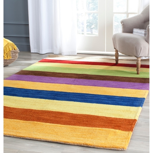 Safavieh Handmade Himalaya Yellow/ Multicolored Stripe Wool Gabbeh Area Rug - 8' x 10'