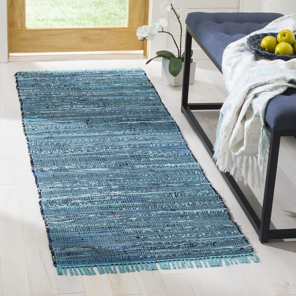 Safavieh Hand-woven Rag Rug Blue/ Multi Cotton Rug - 2'3 x 10'