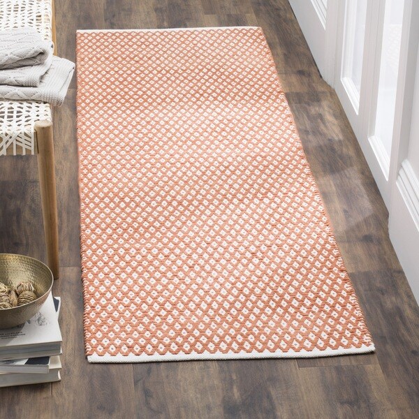 Shop Safavieh Handmade Boston Flatweave Orange Cotton Runner Rug 2'3