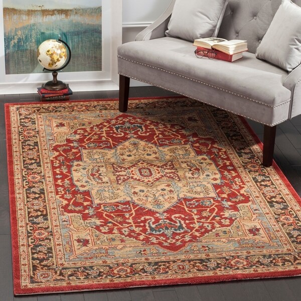 Safavieh Mahal Traditional Grandeur Natural/ Navy Rug - 8' x 11'