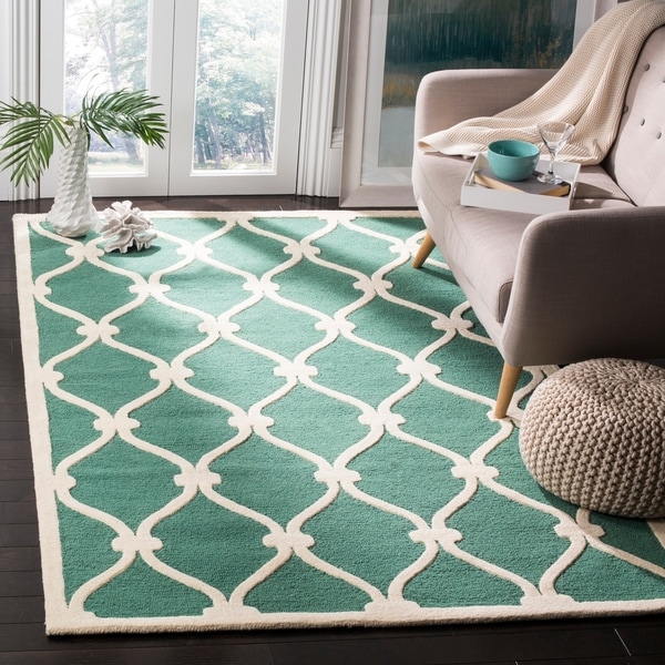 Safavieh Handmade Cambridge Teal/ Ivory Wool Rug - 9' x 12'