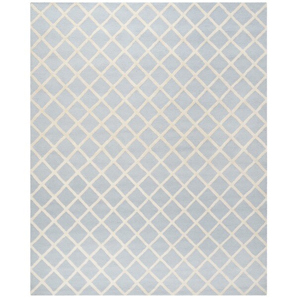 Safavieh Handmade Cambridge Light Blue/ Ivory Wool Rug (9' x 12')
