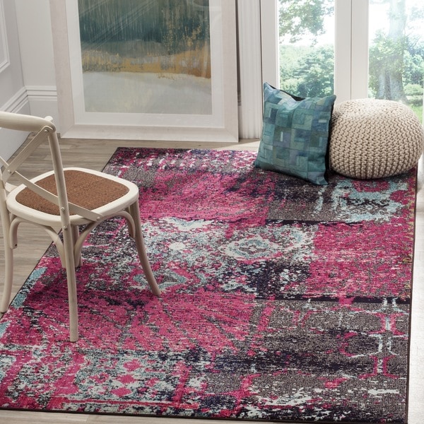 Safavieh Monaco Modern Abstract Pink/ Multicolored Distressed Rug - 8' x 11'