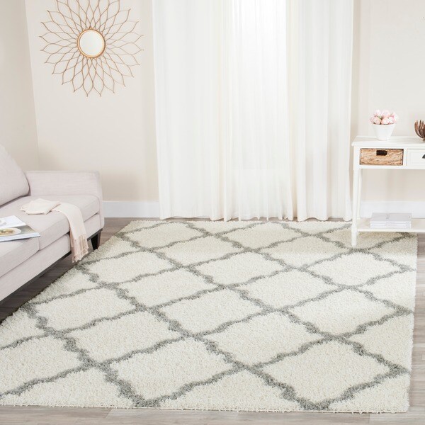 Safavieh Dallas Shag Ivory/ Grey Trellis Rug - 8' x 10'
