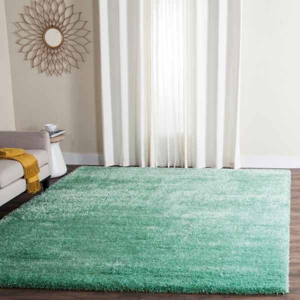 Safavieh Charlotte Shag Teal Plush Polyester Area Rug - 8' x 10'