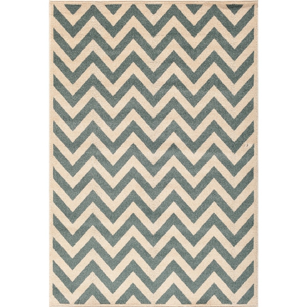 Somette Terrace Vienna Static Bone/ Blue Area Rug (5 x 73