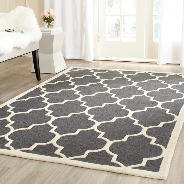 Safavieh Handmade Cambridge Dark Grey/ Ivory Wool Rug - 11'6 x 16'