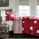 preview thumbnail 9 of 12, Lush Decor Star Pattern 3-piece Cotton Quilt Set Red - Twin