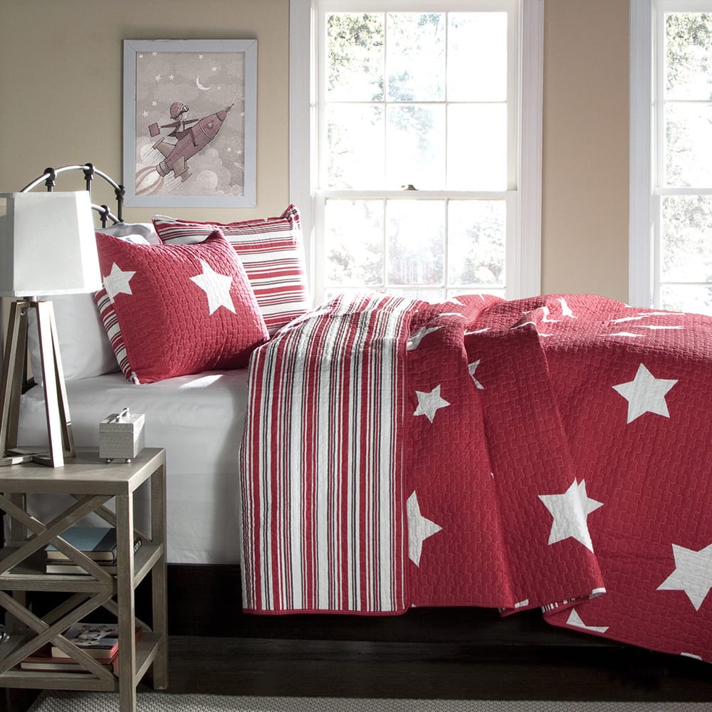 Lush Decor Star Pattern 3-piece Cotton Quilt Set