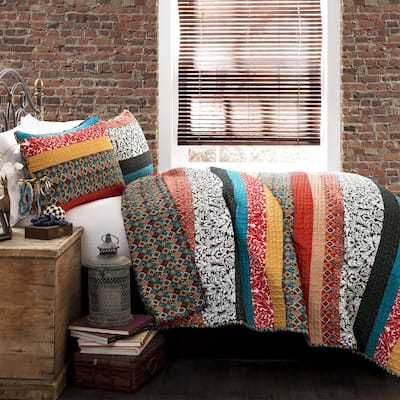 The Curated Nomad La Boheme Striped 3-piece Quilt Set