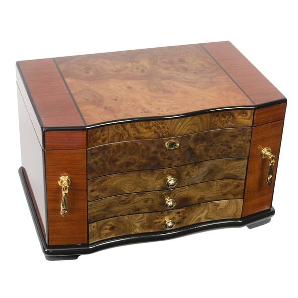 Shop Bubinga Elm Burl Inlay Jewelry Box Free Shipping Today