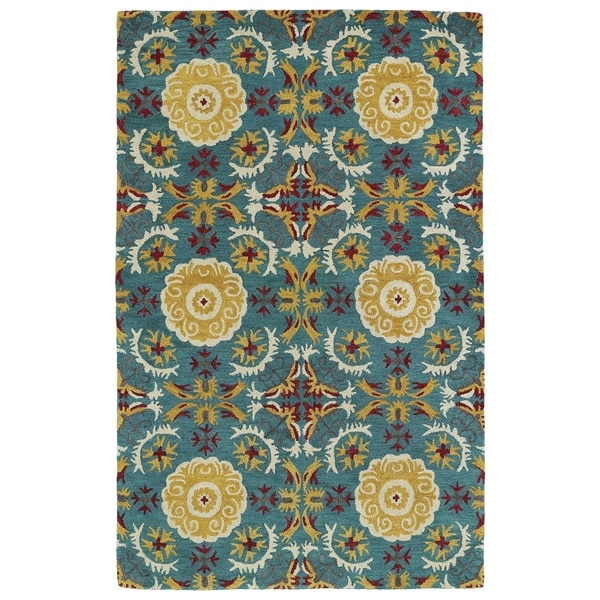 Hand-tufted de Leon Turquoise Wool Rug - 2' x 3'