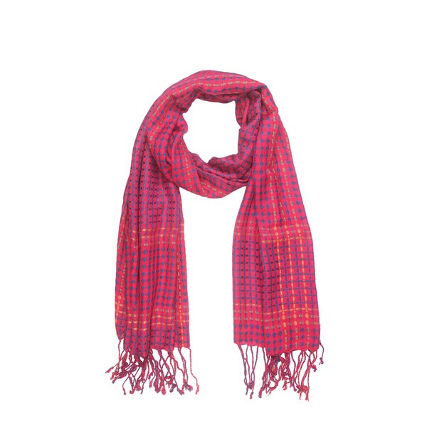 Handmade In-Sattva Colors Multicolored Vertical and Horizontal Stripe Scarf (India)