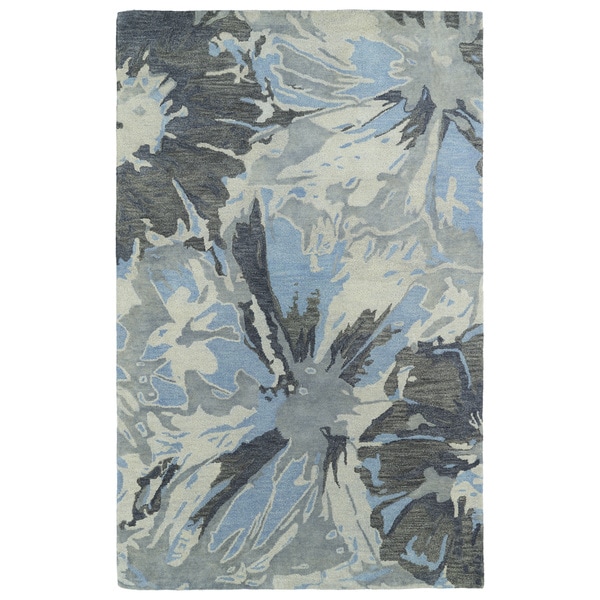 Hand-tufted Artworks Grey Floral Rug (9'6 x 13') - 9'6" x 13'